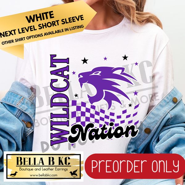 **PREORDER ONLY** Wildcat PURPLE Nation Mascot Tee or Sweatshirt - 1 Week Turn Around from Date of Order