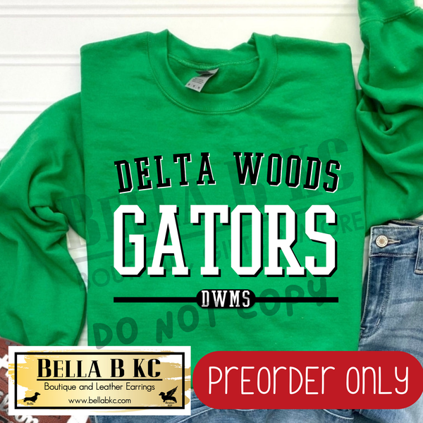 **PREORDER ONLY** DWMS Gators Simple Athletic Font - Tee or Sweatshirt - 1 Week Turn Around from Date of Order