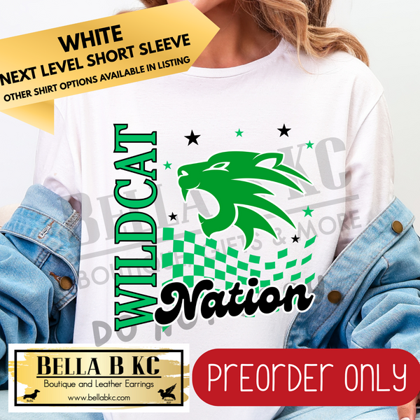 **PREORDER ONLY** Wildcat GREEN Nation Mascot Tee or Sweatshirt - 1 Week Turn Around from Date of Order