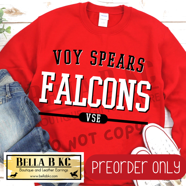 **PREORDER ONLY** VSE Falcons Simple Athletic Font - Tee or Sweatshirt - 1 Week Turn Around from Date of Order