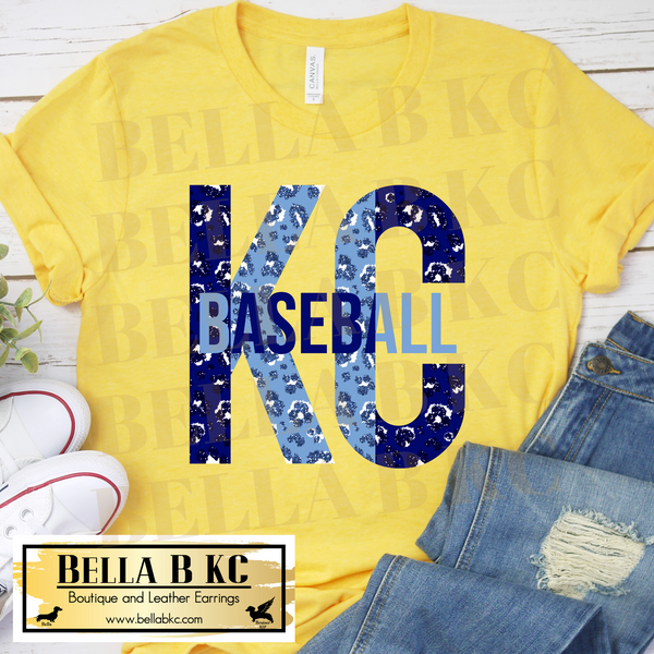 KC Baseball Leopard Split Letters Tee or Sweatshirt