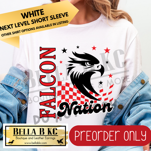 **PREORDER ONLY** Falcon RED Nation Mascot Tee or Sweatshirt - 1 Week Turn Around from Date of Order