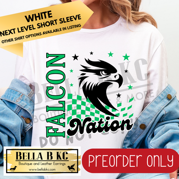 **PREORDER ONLY** Falcon GREEN Nation Mascot Tee or Sweatshirt - 1 Week Turn Around from Date of Order