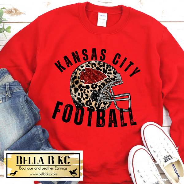 Kansas City Football Leopard Helmet Tee or Sweatshirt