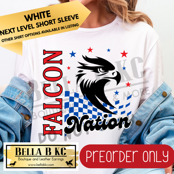 **PREORDER ONLY** Falcon RED/BLUE Nation Mascot Tee or Sweatshirt - 1 Week Turn Around from Date of Order