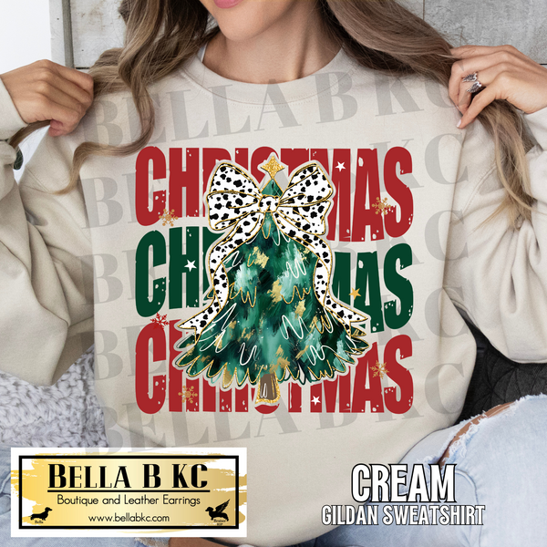 Christmas - Christmas Repeat Coquette Bow Tee or Sweatshirt