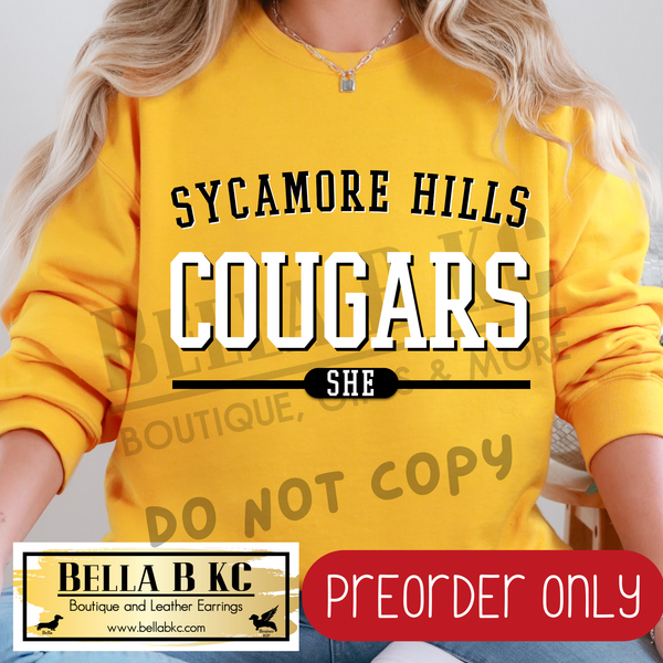**PREORDER ONLY** SHE Cougars Simple Athletic Font - Tee or Sweatshirt - 1 Week Turn Around from Date of Order