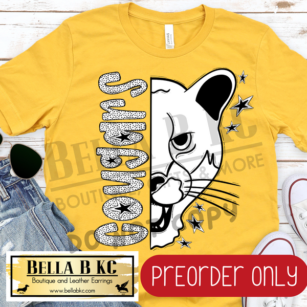 **PREORDER ONLY**  Cougars BW Dalmatian Tee or Sweatshirt - 1 Week Turn Around from Date of Order
