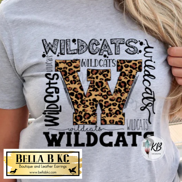 School Spirit Wildcats - Typography Leopard W Tee or Sweatshirt