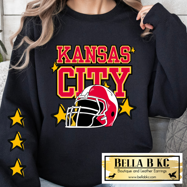 Kansas City Football Helmet & Stars Tee or Sweatshirt