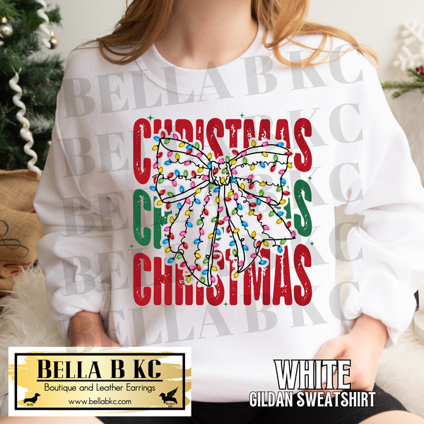 Christmas - Christmas Repeat Bow Coquette Lights Tee or Sweatshirt