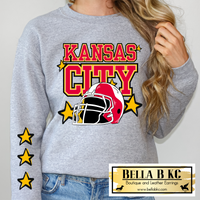 Kansas City Football Helmet & Stars Tee or Sweatshirt
