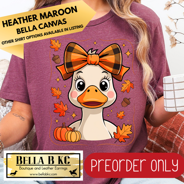 **PREORDER ONLY** Fall - Cute Goose with Bow #212 - Tee or Sweatshirt - 1 Week Turn Around from Date of Order