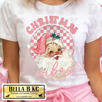 Christmas - PINK Christmas Vibes Santa Tee or Sweatshirt