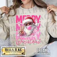 Christmas - Merry Christmas Pink Santa Bubble Tee or Sweatshirt