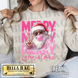 Christmas - Merry Christmas Pink Santa Bubble Tee or Sweatshirt