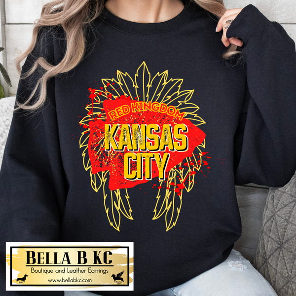 Kansas City Football Arrowhead Headdress Tee or Sweatshirt