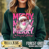 Christmas - Merry Christmas Pink Santa Bubble Tee or Sweatshirt