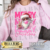 Christmas - Merry Christmas Pink Santa Bubble Tee or Sweatshirt