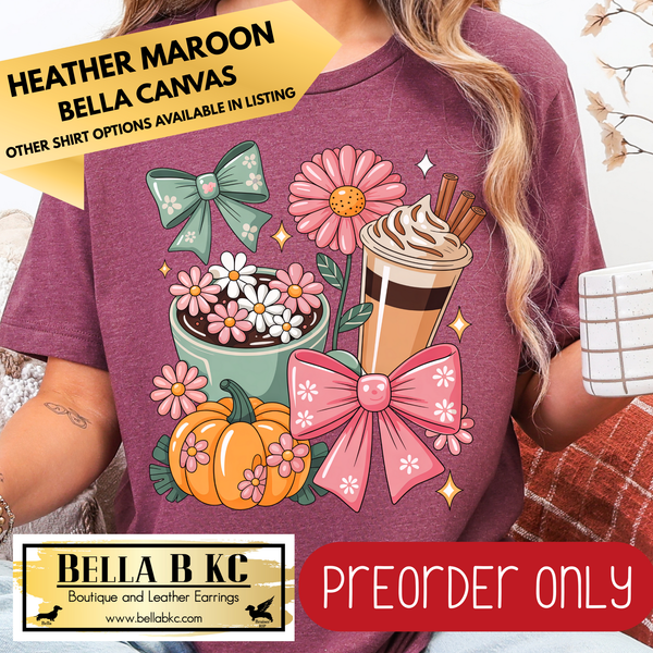 **PREORDER ONLY** Fall - Pumpkins Bows Lattes #218 - Tee or Sweatshirt - 1 Week Turn Around from Date of Order