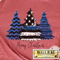 Christmas - Police Blue Trees Merry Christmas Tee or Sweatshirt