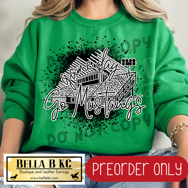 **PREORDER ONLY** Mustangs Stadium Splatter - Tee or Sweatshirt - 1 Week Turn Around from Date of Order