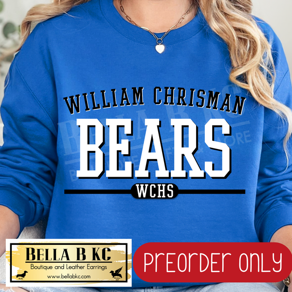 **PREORDER ONLY** WC Bears Simple Athletic Font - Tee or Sweatshirt - 1 Week Turn Around from Date of Order