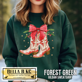 Christmas - Cowboy Boots with Bow Tee or Sweatshirt