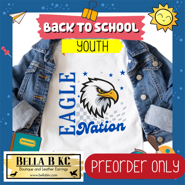 **PREORDER ONLY** TODDLER/YOUTH Eagle Nation (BLUE) Mascot Tee or Sweatshirt - 1 Week Turn Around from Date of Order