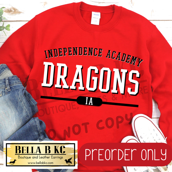**PREORDER ONLY** IA Dragons Simple Athletic Font - Tee or Sweatshirt - 1 Week Turn Around from Date of Order