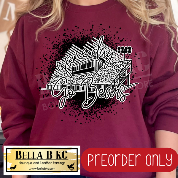 **PREORDER ONLY** Bears Stadium Splatter BLACK/WHITE - Tee or Sweatshirt - 1 Week Turn Around from Date of Order