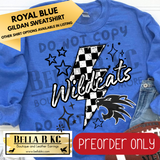 **PREORDER ONLY** Wildcats Black Checkered Bolt - Tee or Sweatshirt - 1 Week Turn Around from Date of Order