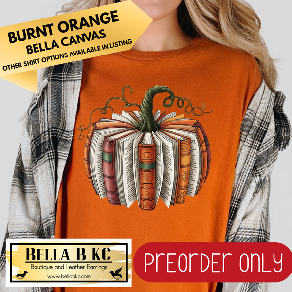 **PREORDER ONLY** Fall - Pumpkin Books - Tee or Sweatshirt - 1 Week Turn Around from Date of Order