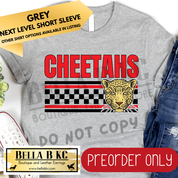 **PREORDER ONLY** Cheetahs Checkered Lines Mascot Tee or Sweatshirt - 1 Week Turn Around from Date of Order
