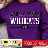 **PREORDER ONLY** K-State Wildcats Simple Athletic Font - Tee or Sweatshirt - 1 Week Turn Around from Date of Order