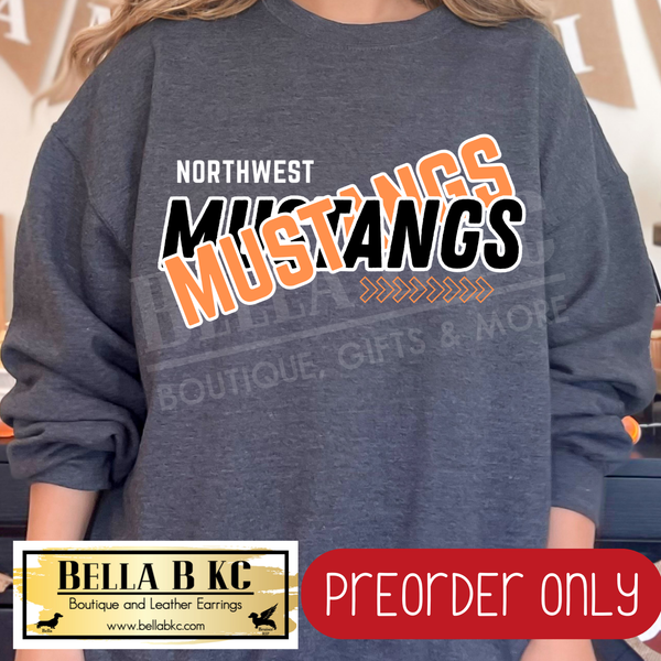 **PREORDER ONLY** Northwest Mustangs Split Text - Tee or Sweatshirt - 1 Week Turn Around from Date of Order