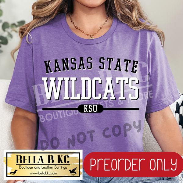 **PREORDER ONLY** K-State Wildcats Simple Athletic Font - Tee or Sweatshirt - 1 Week Turn Around from Date of Order