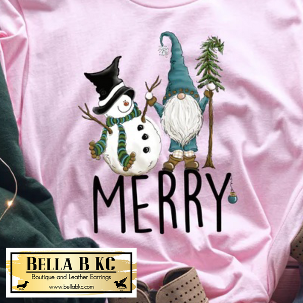 Christmas - Merry Snowman & Gnome Tee or Sweatshirt