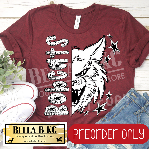 **PREORDER ONLY**  Bobcats BW Dalmatian Tee or Sweatshirt - 1 Week Turn Around from Date of Order