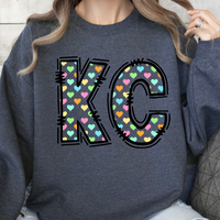 Valentine - Hollow KC with Colorful Hearts Tee or Sweatshirt