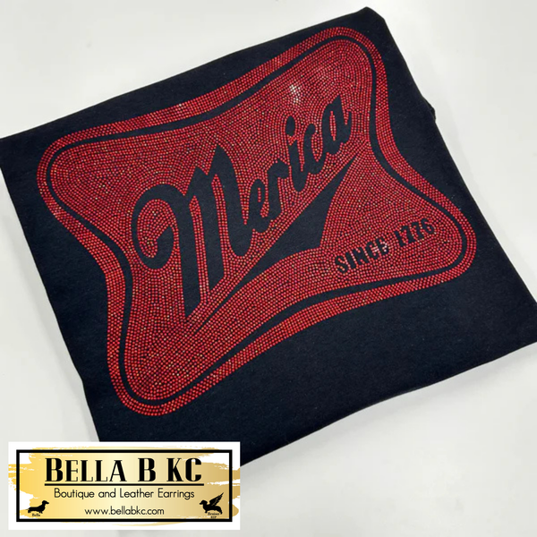 Merica - Metallic Holographic Spangle Tee or Sweatshirt
