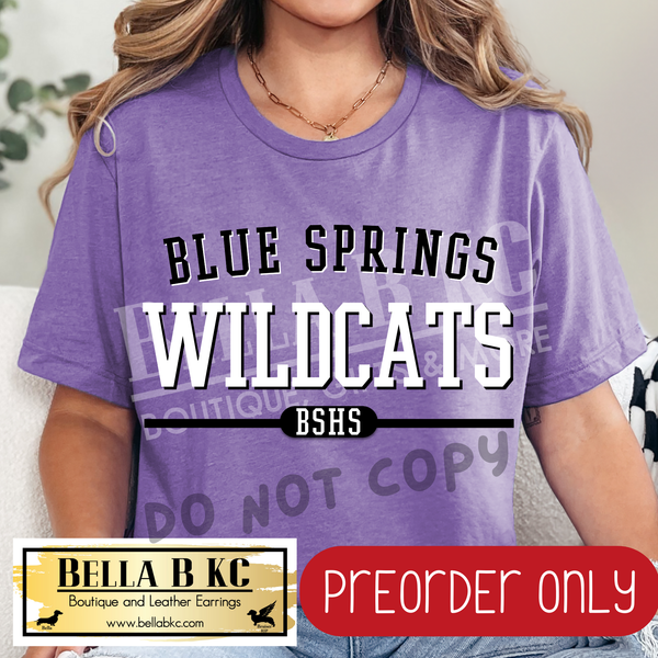 **PREORDER ONLY** BSHS Wildcats Simple Athletic Font - Tee or Sweatshirt - 1 Week Turn Around from Date of Order