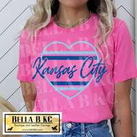 KC Baseball Striped Heart Tee or Sweatshirt