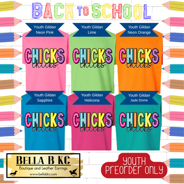 **PREORDER ONLY** YOUTH Chicks Neon Mascot Tee or Sweatshirt - 1 Week Turn Around from Date of Order