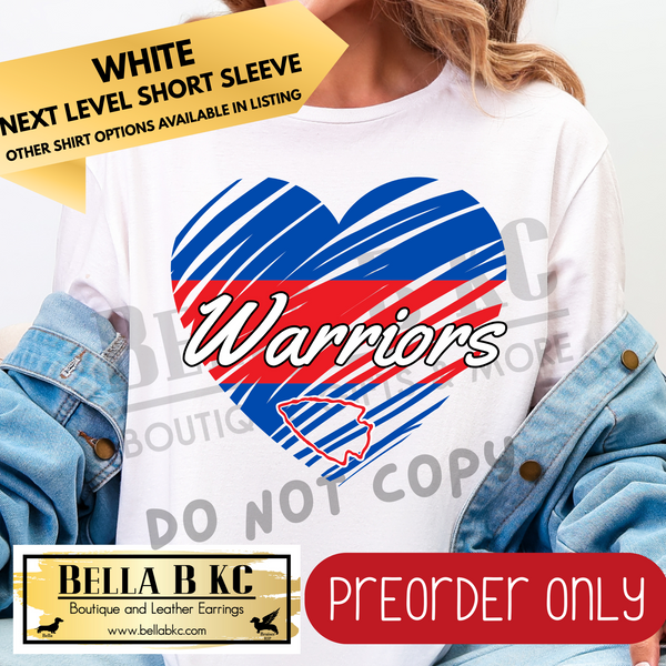 **PREORDER ONLY** Warriors Scribble Split Heart - Tee or Sweatshirt - 1 Week Turn Around from Date of Order