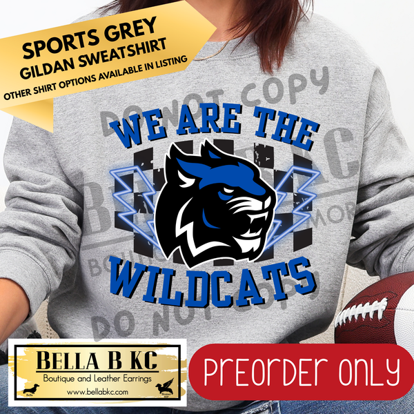 **PREORDER ONLY** Harrisonville Wildcats - We are the Wildcats Checkered Neon Bolt - Multiple Shirt Options - 1 Week Turn Around from Date of Order