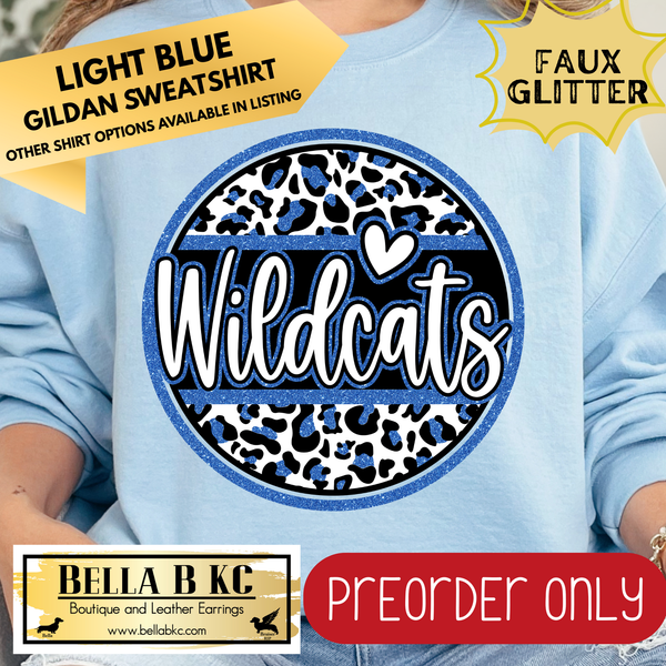 **PREORDER ONLY** Harrisonville Wildcats Round **FAUX GLITTER** - Multiple Shirt Options - 1 Week Turn Around from Date of Order