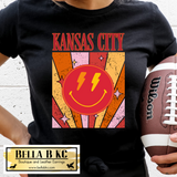 KC Football Retro Smile Bolt Tee or Sweatshirt