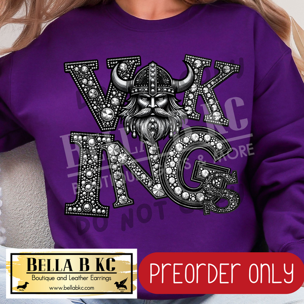 **PREORDER ONLY** Vikings FAUX Rhinestone - Tee or Sweatshirt - 1 Week Turn Around from Date of Order
