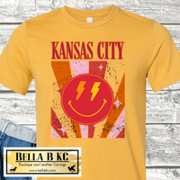 KC Football Retro Smile Bolt Tee or Sweatshirt